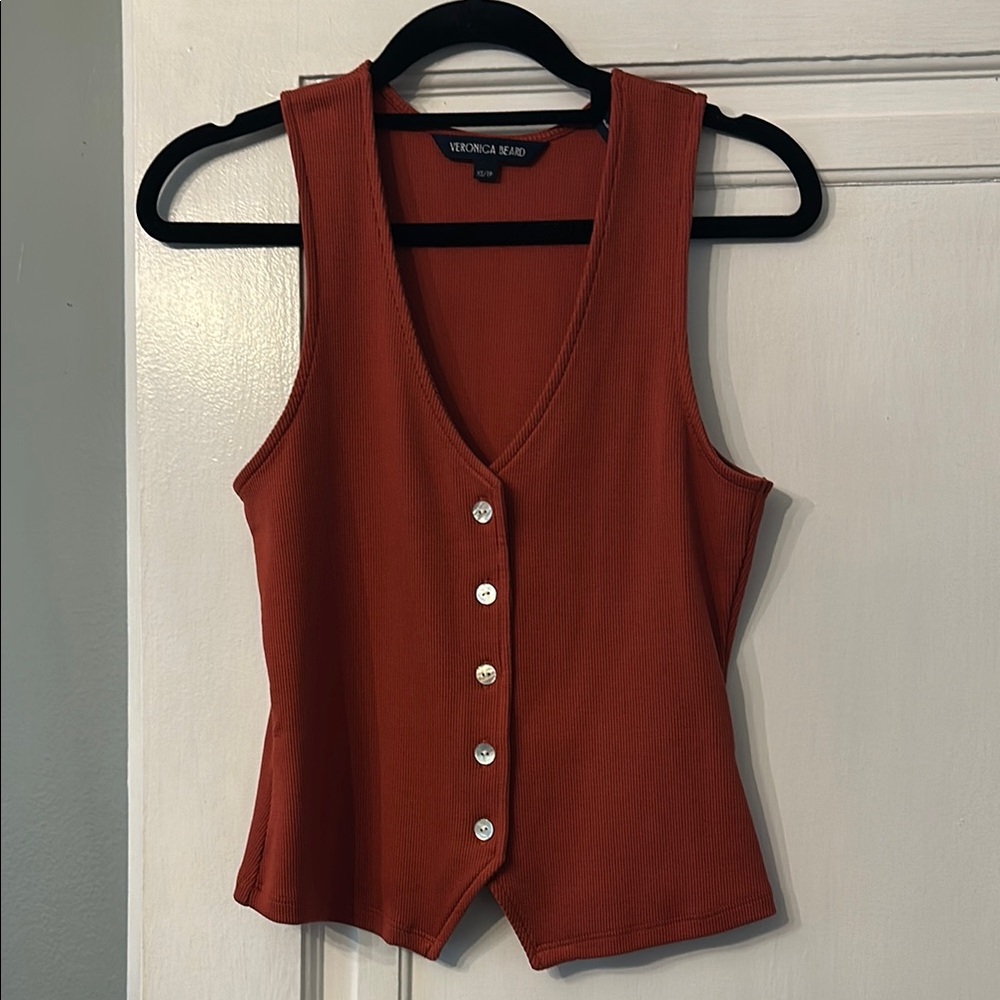 Veronica Beard Hoorne Button-Down Tank Top XS